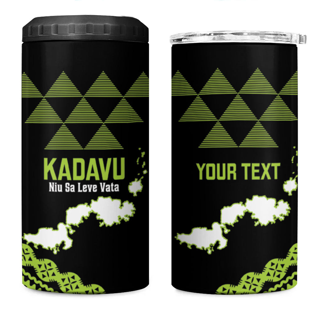 Kadavu Fiji 2026 Rugby Custom 4 in 1 Can Cooler Tumbler Niu Sa Leve Vata Fijian Tapa Pattern LT14 One Size: 16 oz Black - Polynesian Pride