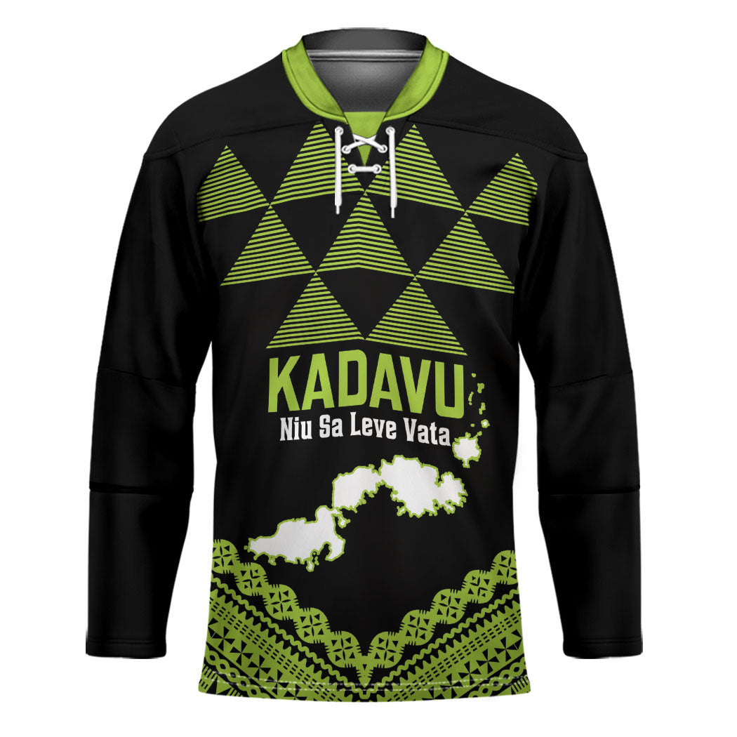 Kadavu Fiji 2026 Rugby Custom Hockey Jersey Niu Sa Leve Vata Fijian Tapa Pattern LT14 Unisex Black - Polynesian Pride