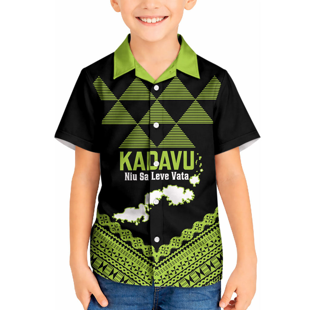 Kadavu Fiji 2026 Rugby Custom Kid Hawaiian Shirt Niu Sa Leve Vata Fijian Tapa Pattern LT14 Kid Black - Polynesian Pride