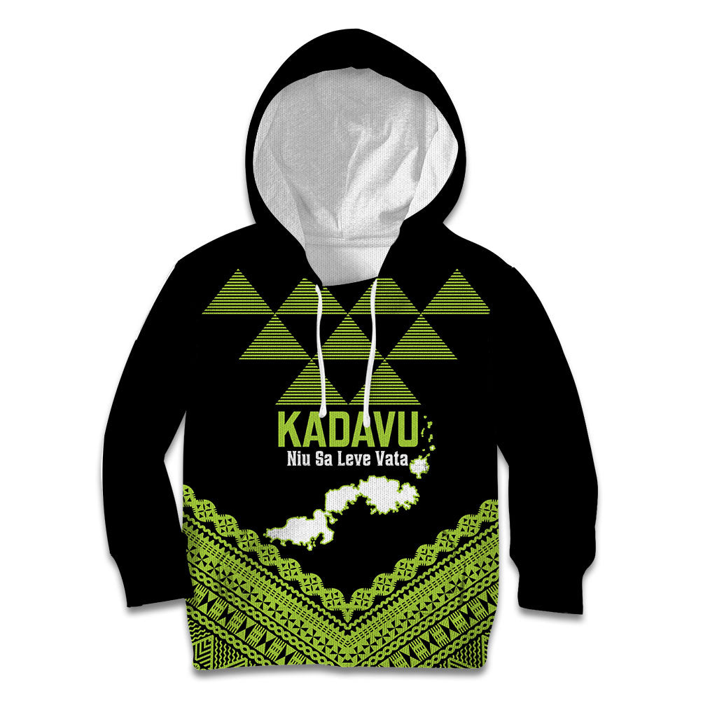 Kadavu Fiji 2026 Rugby Custom Kid Hoodie Niu Sa Leve Vata Fijian Tapa Pattern LT14 Hoodie Black - Polynesian Pride
