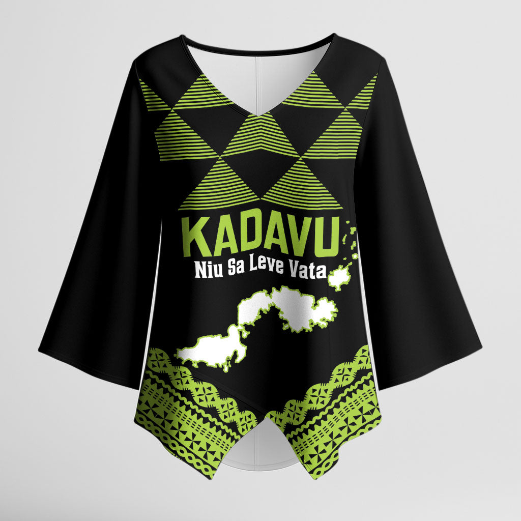 Kadavu Fiji 2026 Rugby Custom Kimono Sleeve Blouse Niu Sa Leve Vata Fijian Tapa Pattern LT14 Female Black - Polynesian Pride