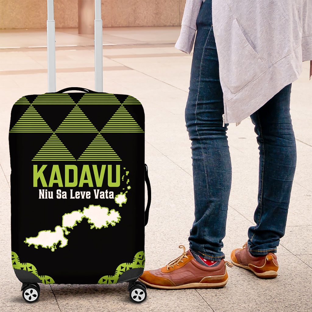 Kadavu Fiji 2026 Rugby Luggage Cover Niu Sa Leve Vata Fijian Tapa Pattern LT14 Black - Polynesian Pride