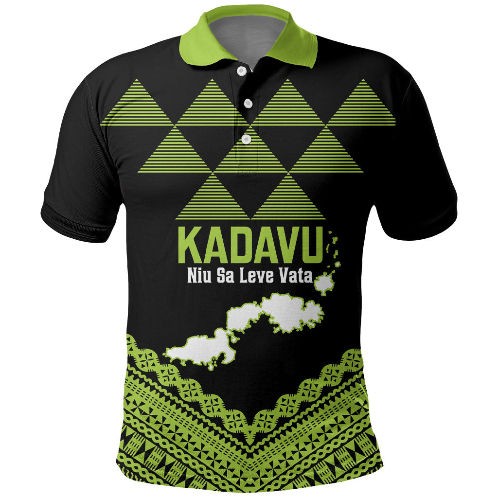 Kadavu Fiji 2026 Rugby Custom Polo Shirt Niu Sa Leve Vata Fijian Tapa Pattern LT14 Black - Polynesian Pride