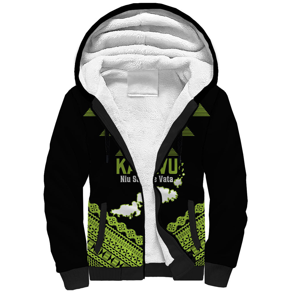 Kadavu Fiji 2026 Rugby Custom Sherpa Hoodie Niu Sa Leve Vata Fijian Tapa Pattern LT14 Unisex Black - Polynesian Pride