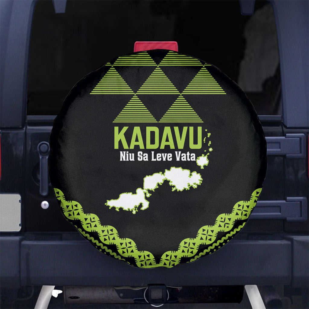 Kadavu Fiji 2026 Rugby Spare Tire Cover Niu Sa Leve Vata Fijian Tapa Pattern LT14 No hole Black - Polynesian Pride