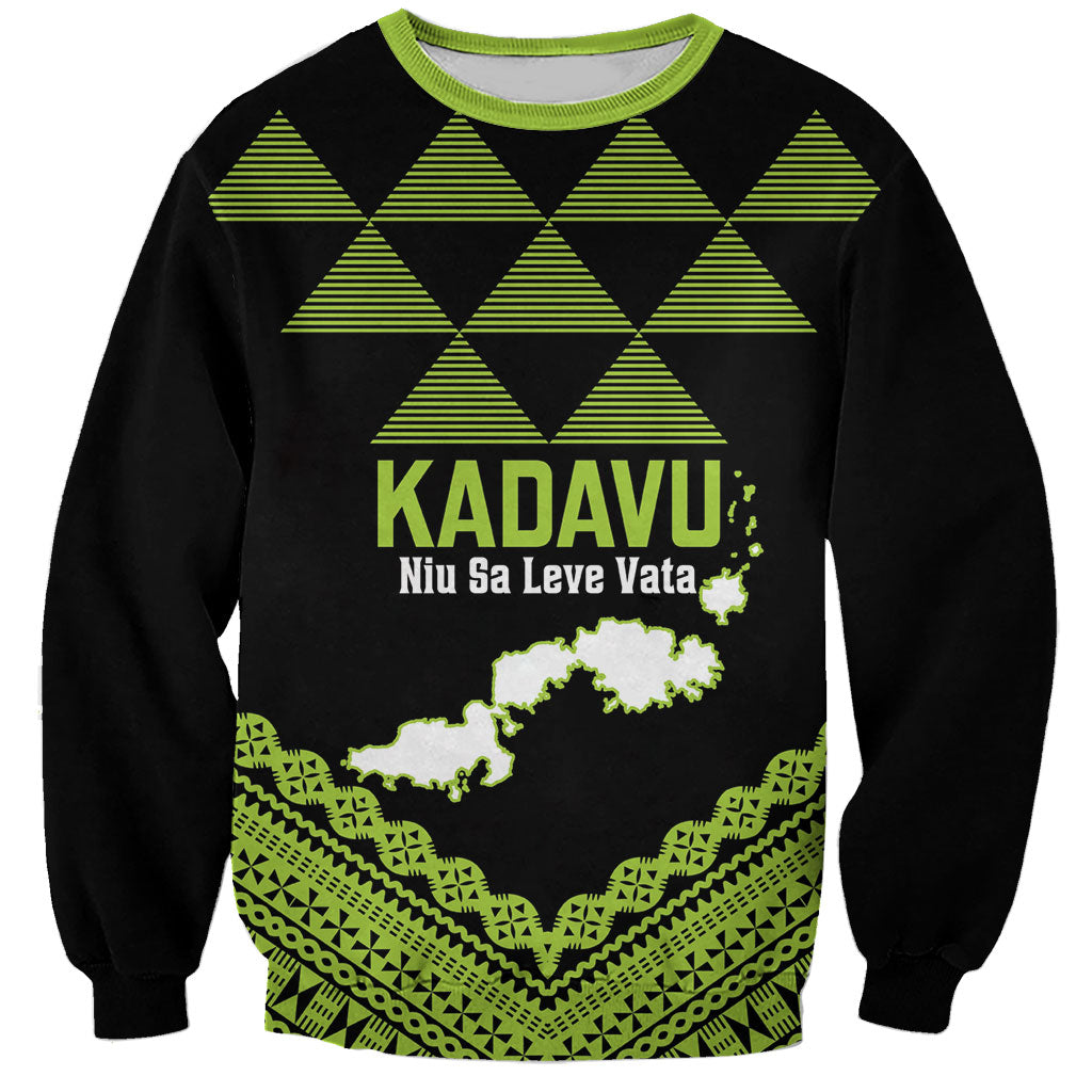 Kadavu Fiji 2026 Rugby Custom Sweatshirt Niu Sa Leve Vata Fijian Tapa Pattern LT14 Unisex Black - Polynesian Pride