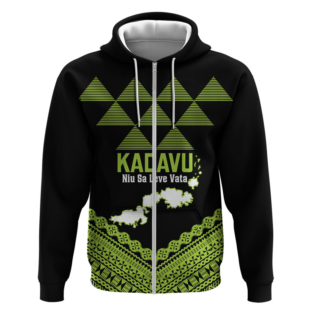 Kadavu Fiji 2026 Rugby Custom Zip Hoodie Niu Sa Leve Vata Fijian Tapa Pattern LT14 Zip Hoodie Black - Polynesian Pride