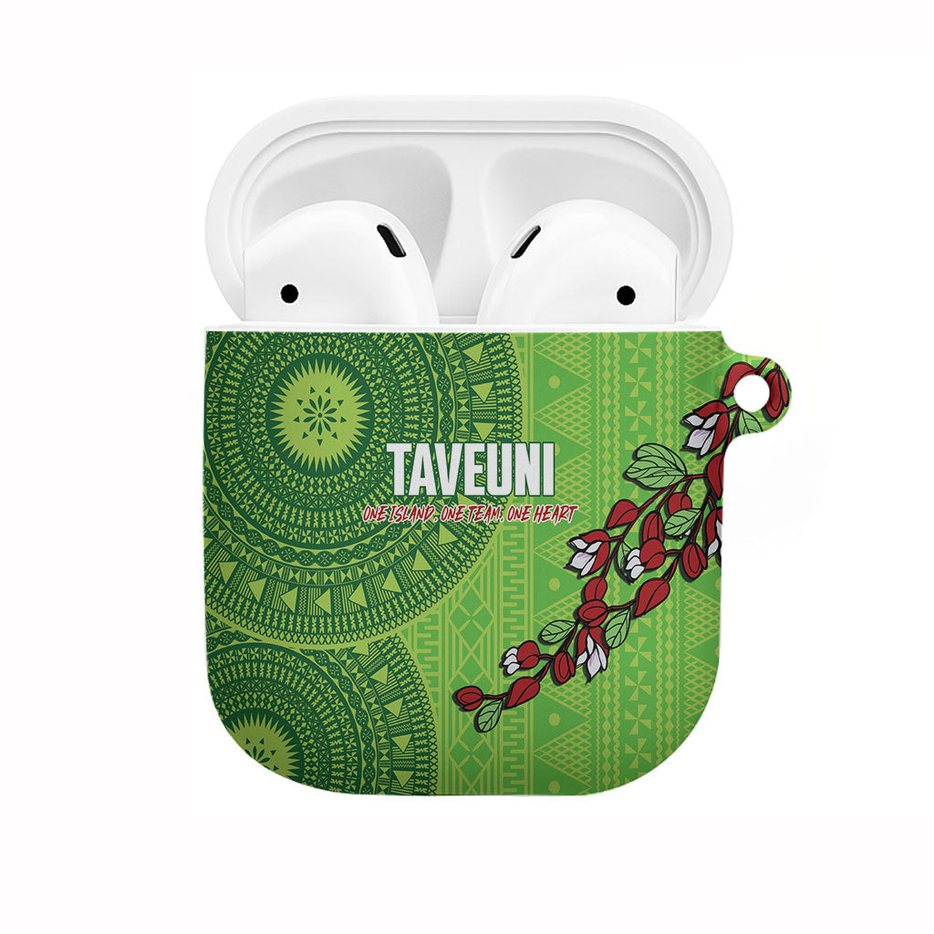 Taveuni Fiji 2026 Rugby AirPods Case Tagimoucia Fijian Tapa Pattern LT14 Green - Polynesian Pride