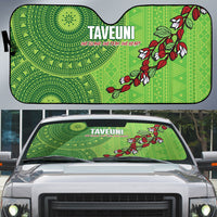 Taveuni Fiji 2026 Rugby Auto Sun Shade Tagimoucia Fijian Tapa Pattern LT14 Green - Polynesian Pride
