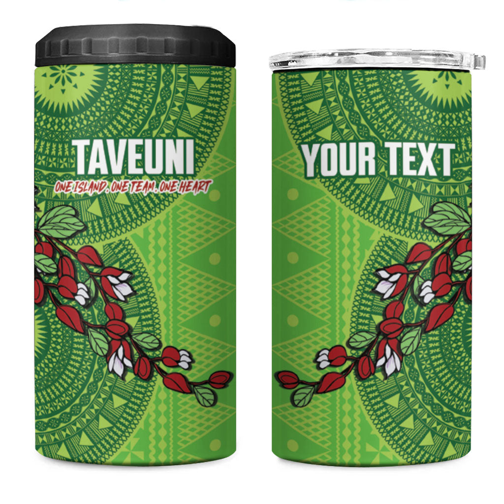 Taveuni Fiji 2026 Rugby Custom 4 in 1 Can Cooler Tumbler Tagimoucia Fijian Tapa Pattern LT14 One Size: 16 oz Green - Polynesian Pride