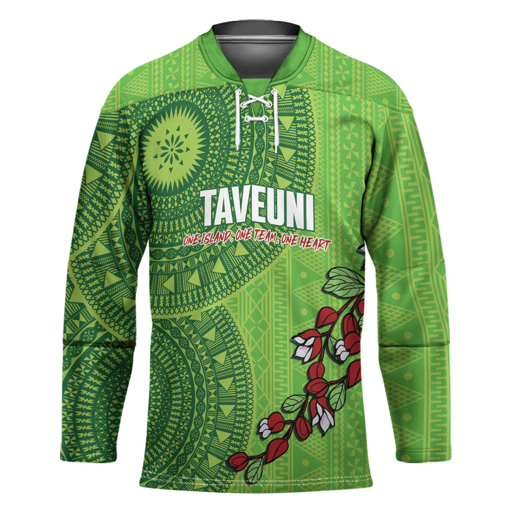 Taveuni Fiji 2026 Rugby Custom Hockey Jersey Tagimoucia Fijian Tapa Pattern LT14 Unisex Green - Polynesian Pride