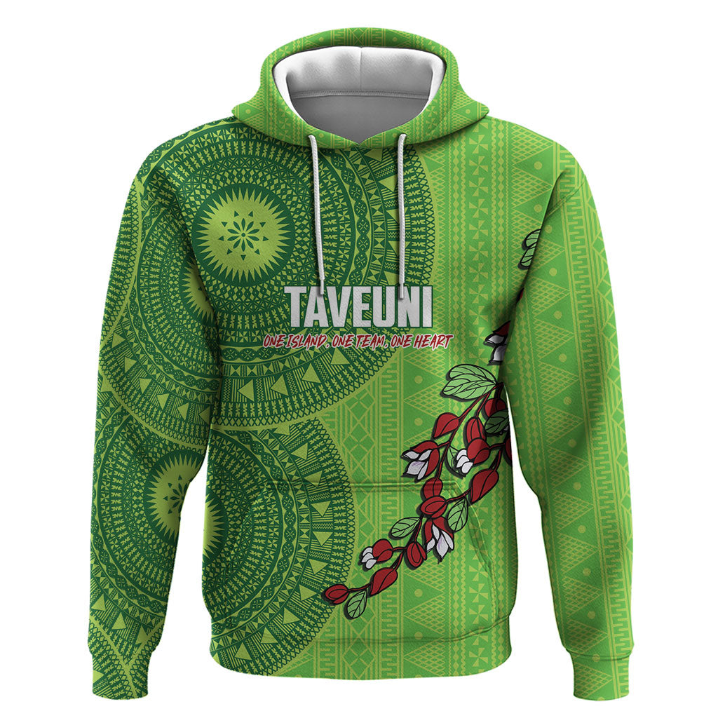 Taveuni Fiji 2026 Rugby Custom Hoodie Tagimoucia Fijian Tapa Pattern LT14 Pullover Hoodie Green - Polynesian Pride