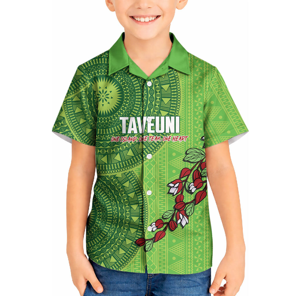 Taveuni Fiji 2026 Rugby Custom Kid Hawaiian Shirt Tagimoucia Fijian Tapa Pattern LT14 Kid Green - Polynesian Pride