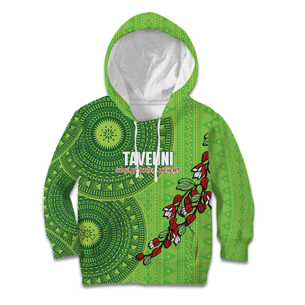 Taveuni Fiji 2026 Rugby Custom Kid Hoodie Tagimoucia Fijian Tapa Pattern LT14 Hoodie Green - Polynesian Pride