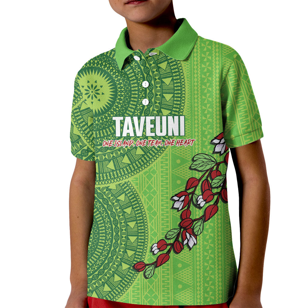 Taveuni Fiji 2026 Rugby Custom Kid Polo Shirt Tagimoucia Fijian Tapa Pattern LT14 Kid Green - Polynesian Pride
