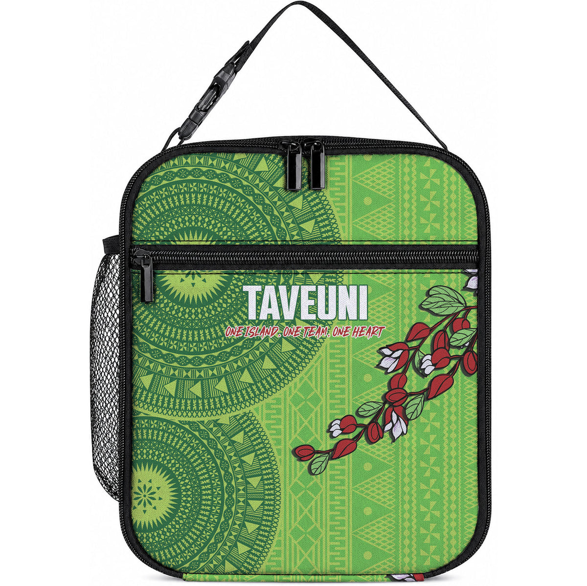 Taveuni Fiji 2026 Rugby Lunch Bag Tagimoucia Fijian Tapa Pattern LT14 10.2 × 8.3 × 4.3 inch Green - Polynesian Pride