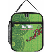 Taveuni Fiji 2026 Rugby Lunch Bag Tagimoucia Fijian Tapa Pattern LT14 10.2 × 8.3 × 4.3 inch Green - Polynesian Pride