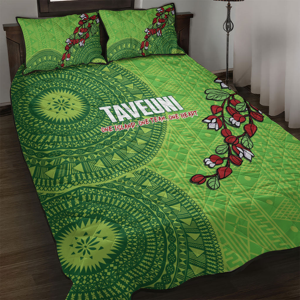 Taveuni Fiji 2026 Rugby Quilt Bed Set Tagimoucia Fijian Tapa Pattern LT14 Green - Polynesian Pride