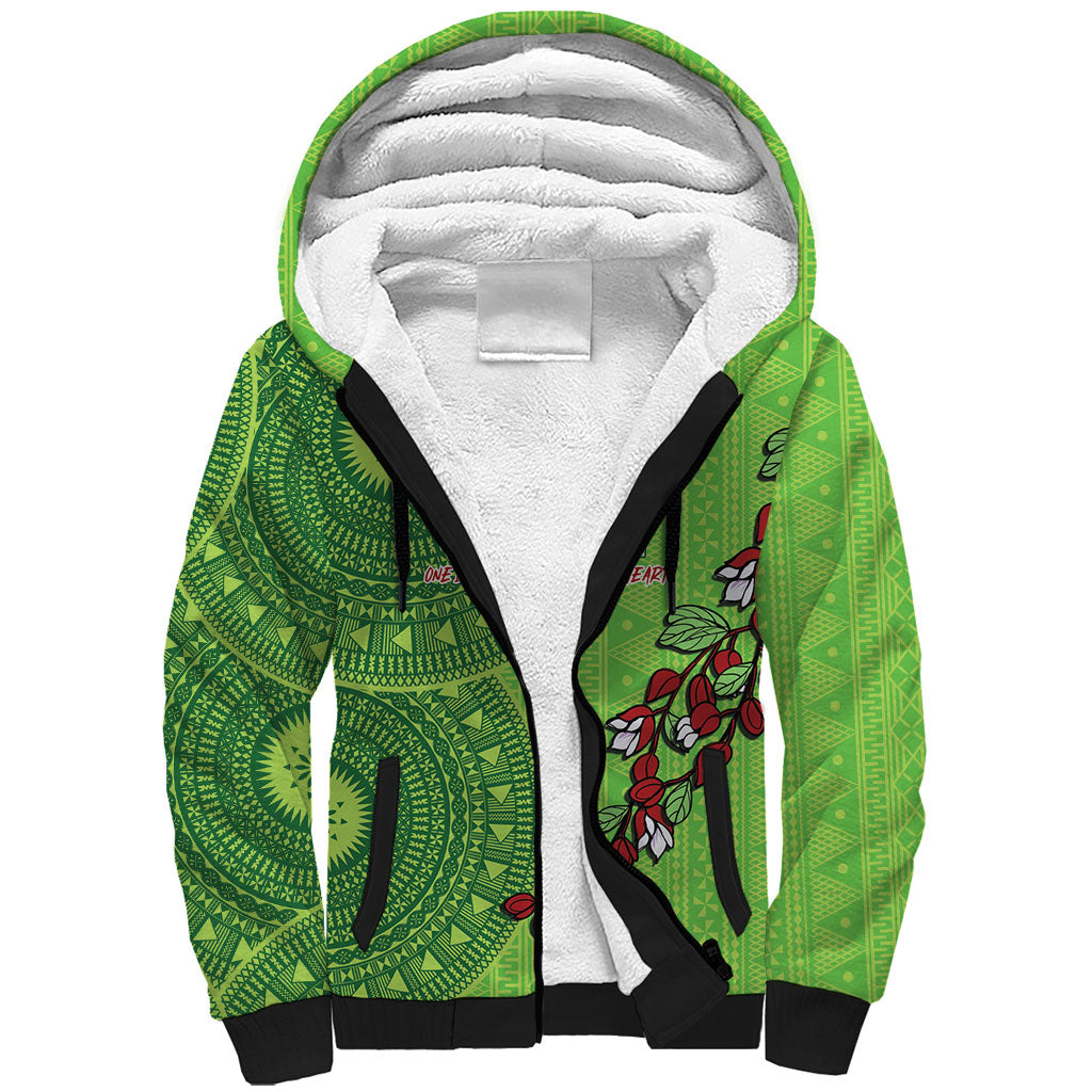 Taveuni Fiji 2026 Rugby Custom Sherpa Hoodie Tagimoucia Fijian Tapa Pattern LT14 Unisex Green - Polynesian Pride