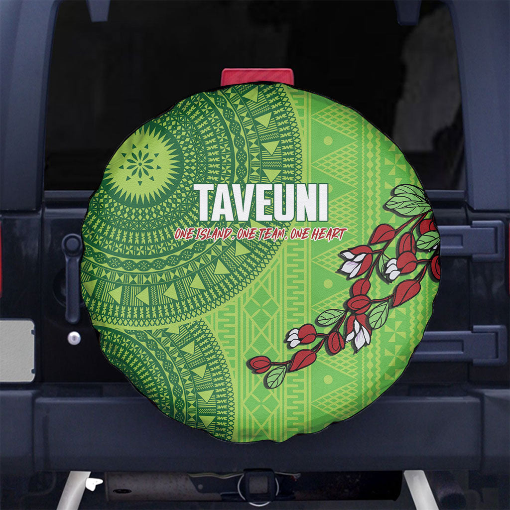 Taveuni Fiji 2026 Rugby Spare Tire Cover Tagimoucia Fijian Tapa Pattern LT14 No hole Green - Polynesian Pride