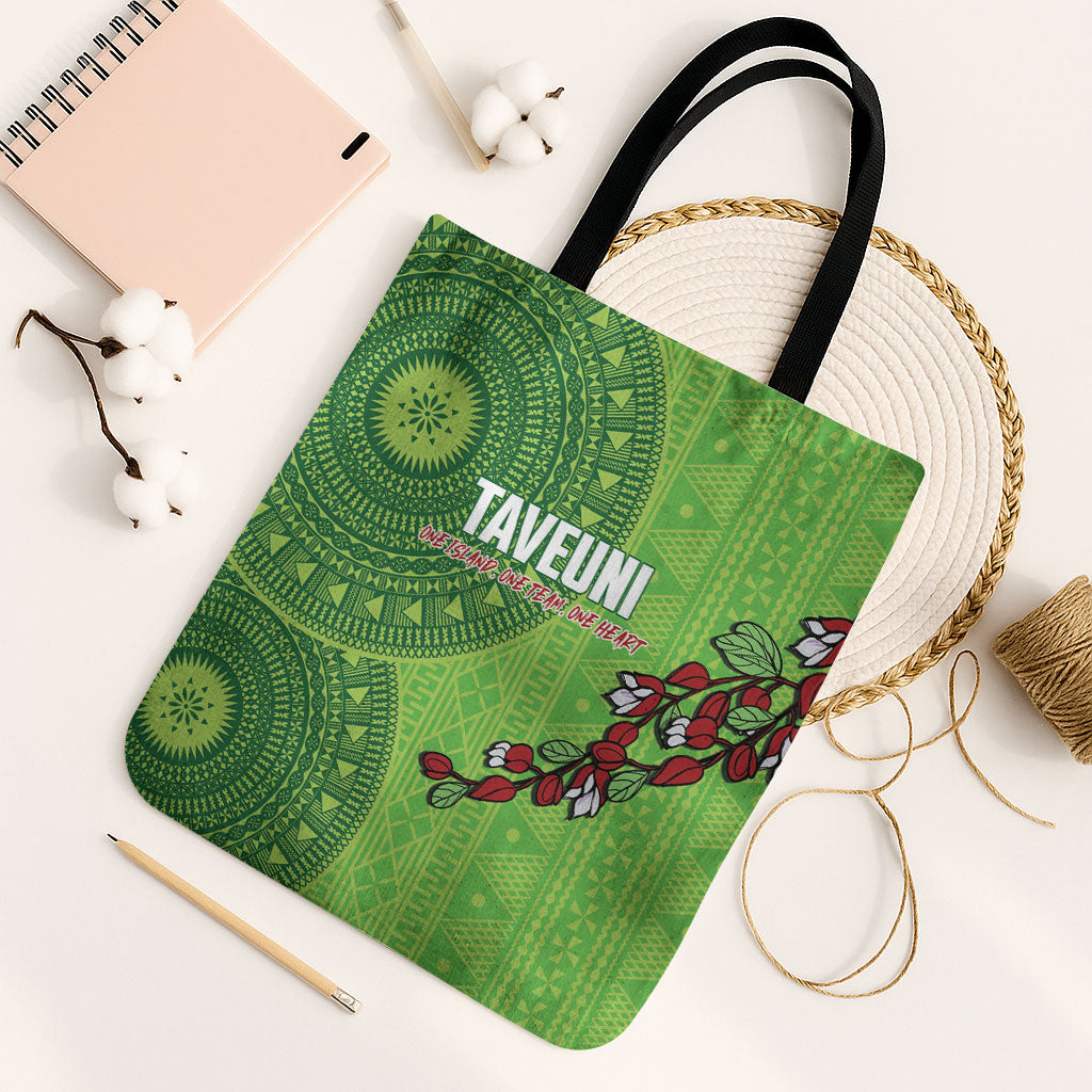 Taveuni Fiji 2026 Rugby Tote Bag Tagimoucia Fijian Tapa Pattern LT14 Black Strap One Size Green - Polynesian Pride