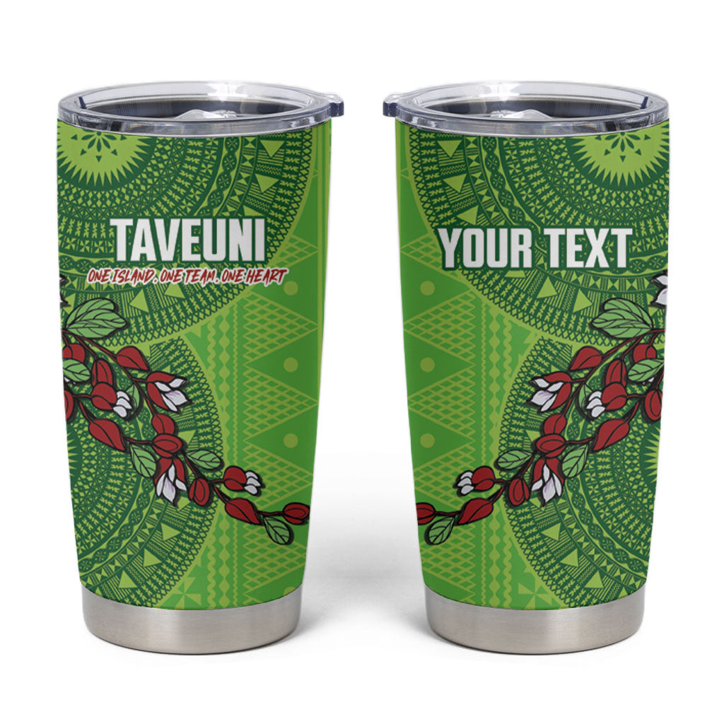 Taveuni Fiji 2026 Rugby Custom Tumbler Cup Tagimoucia Fijian Tapa Pattern LT14 Green - Polynesian Pride