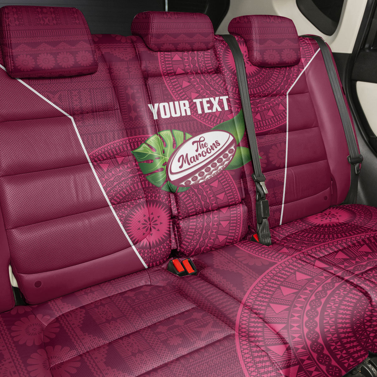 Lautoka Fiji 2026 Rugby Custom Back Car Seat Cover Go Maroons Fijian Tapa Pattern LT14 - Polynesian Pride