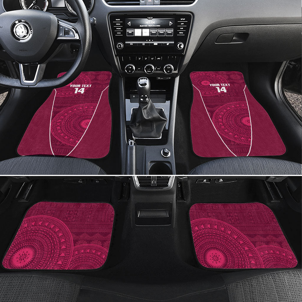 Lautoka Fiji 2026 Rugby Custom Car Mats Go Maroons Fijian Tapa Pattern LT14 Set 4pcs Maroon - Polynesian Pride