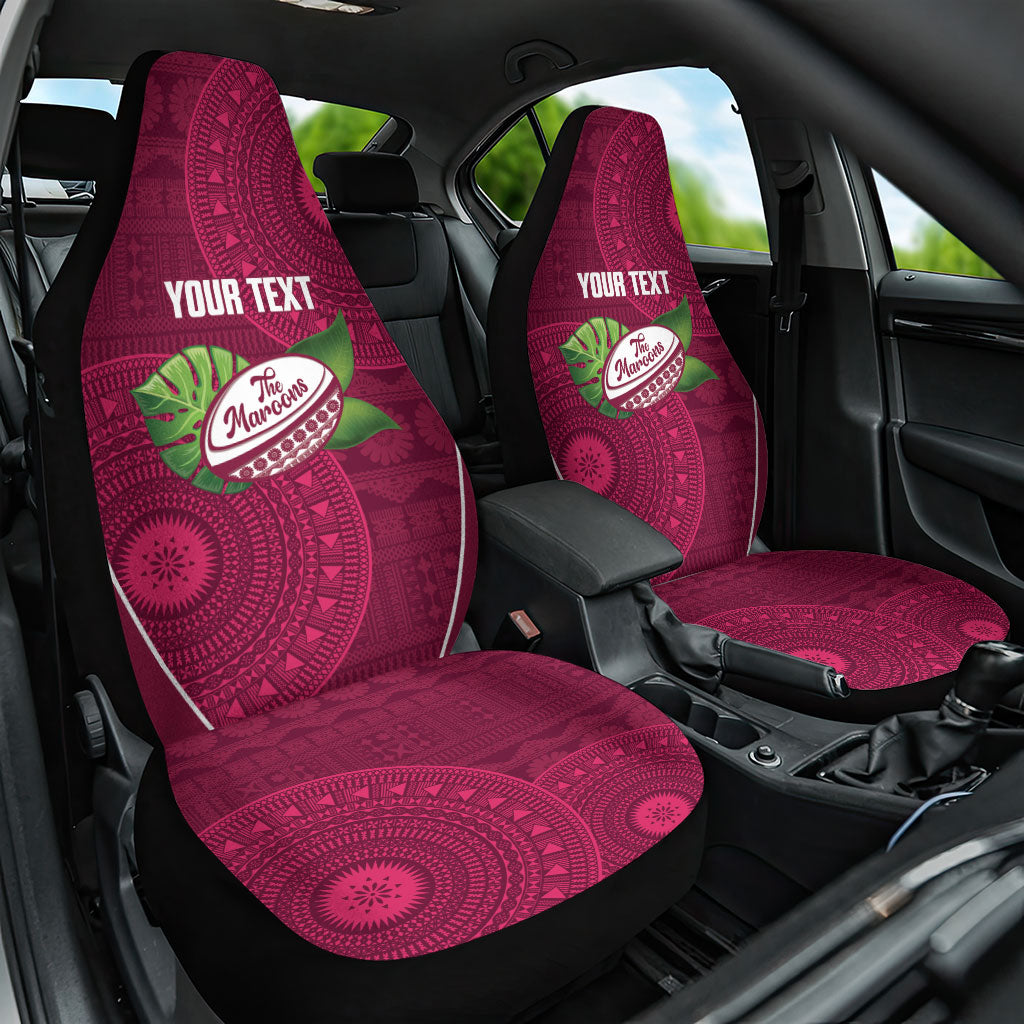Lautoka Fiji 2026 Rugby Custom Car Seat Cover Go Maroons Fijian Tapa Pattern LT14 One Size Maroon - Polynesian Pride