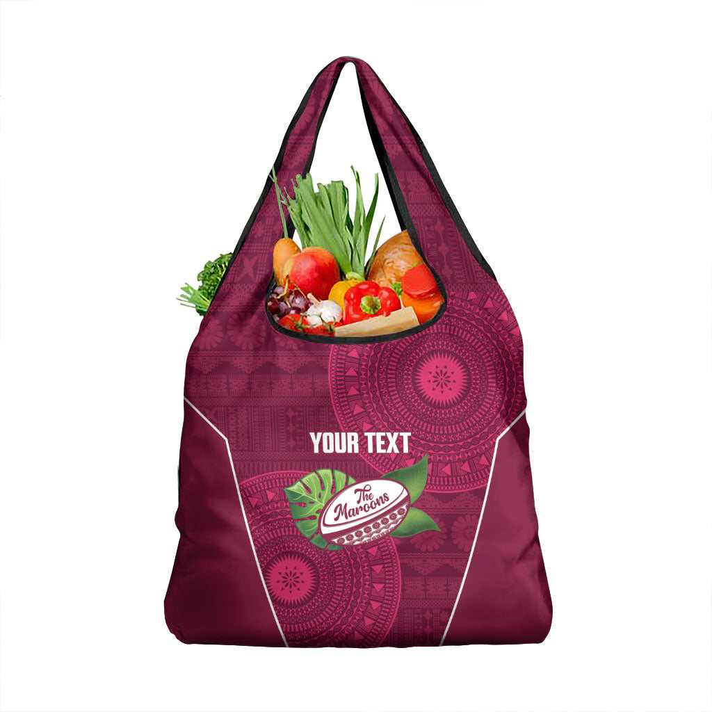 Lautoka Fiji 2026 Rugby Custom Grocery Bag Go Maroons Fijian Tapa Pattern LT14 1-pack One Size Maroon - Polynesian Pride