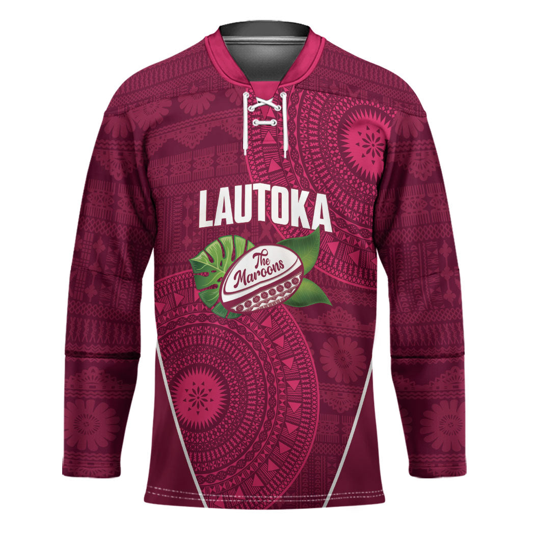 Lautoka Fiji 2026 Rugby Custom Hockey Jersey Go Maroons Fijian Tapa Pattern LT14 Unisex Maroon - Polynesian Pride