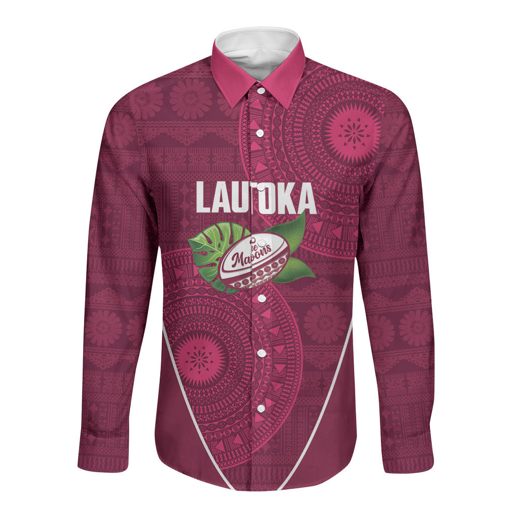 Lautoka Fiji 2026 Rugby Custom Long Sleeve Button Shirt Go Maroons Fijian Tapa Pattern LT14 Unisex Maroon - Polynesian Pride