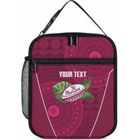 Lautoka Fiji 2026 Rugby Custom Lunch Bag Go Maroons Fijian Tapa Pattern LT14 10.2 × 8.3 × 4.3 inch Maroon - Polynesian Pride