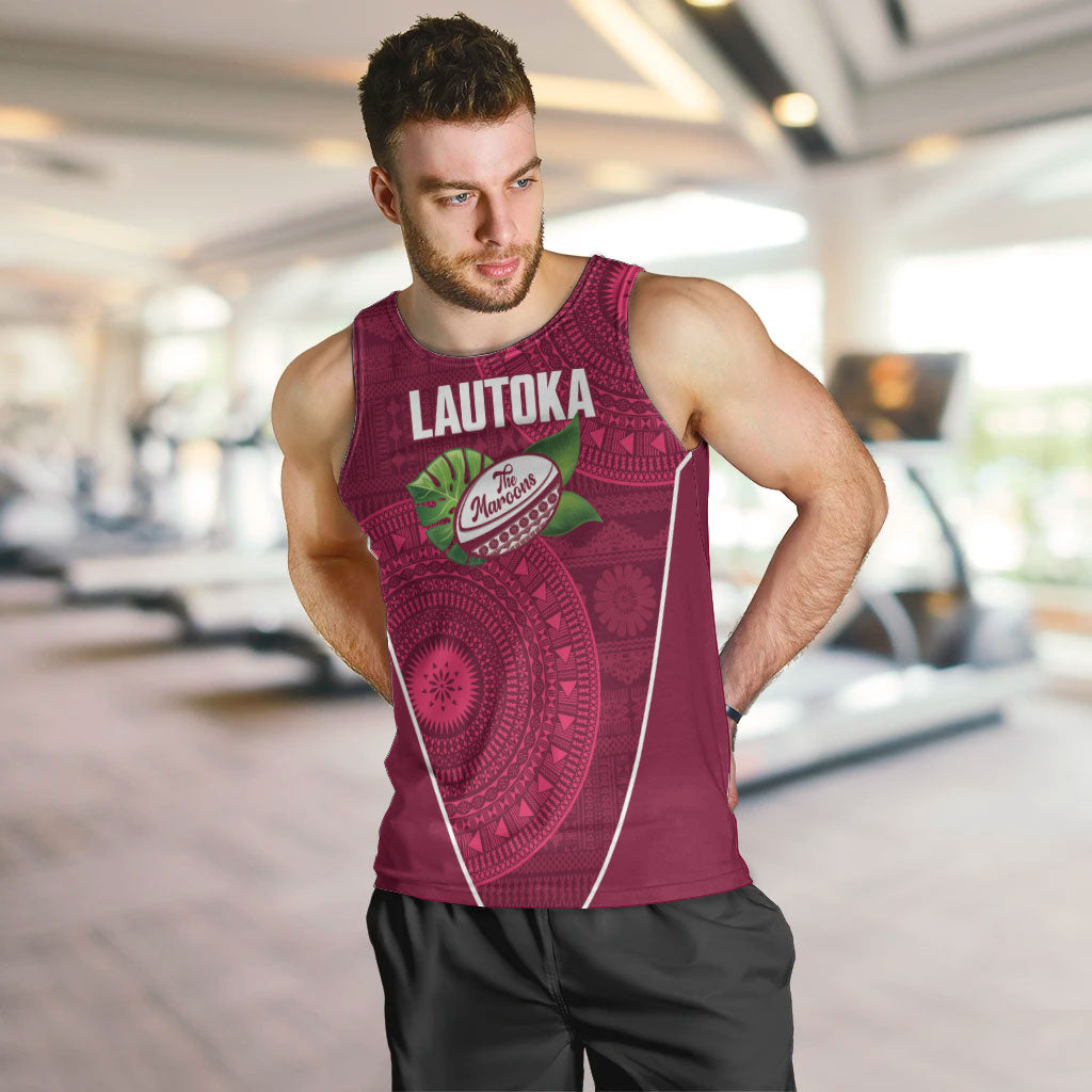 Lautoka Fiji 2026 Rugby Custom Men Tank Top Go Maroons Fijian Tapa Pattern LT14 Maroon - Polynesian Pride