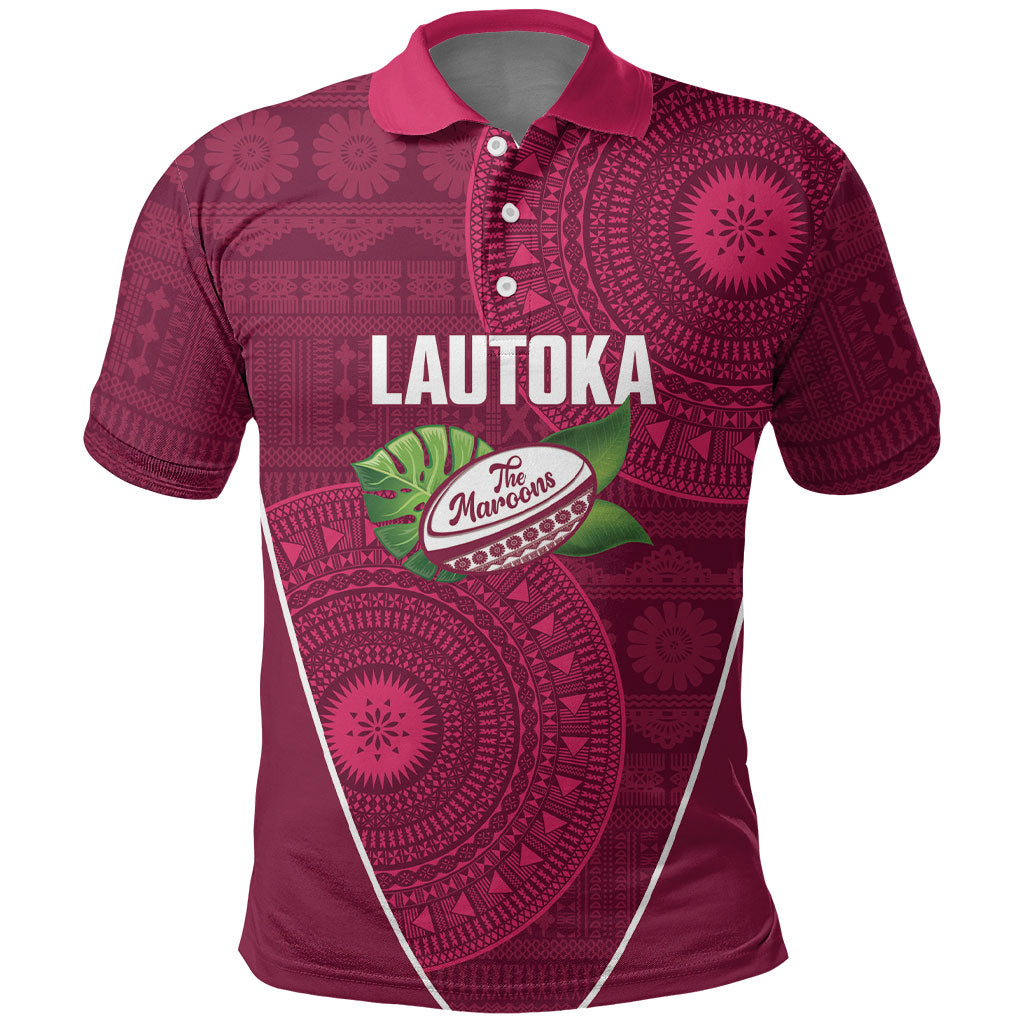 Lautoka Fiji 2026 Rugby Custom Polo Shirt Go Maroons Fijian Tapa Pattern LT14 Maroon - Polynesian Pride