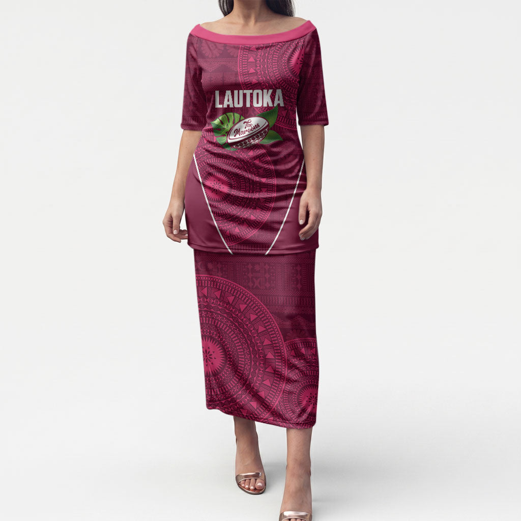 Lautoka Fiji 2026 Rugby Custom Puletasi Go Maroons Fijian Tapa Pattern LT14 Long Dress Maroon - Polynesian Pride