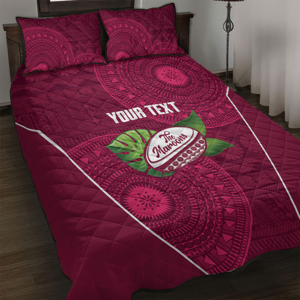Lautoka Fiji 2026 Rugby Custom Quilt Bed Set Go Maroons Fijian Tapa Pattern LT14 Maroon - Polynesian Pride