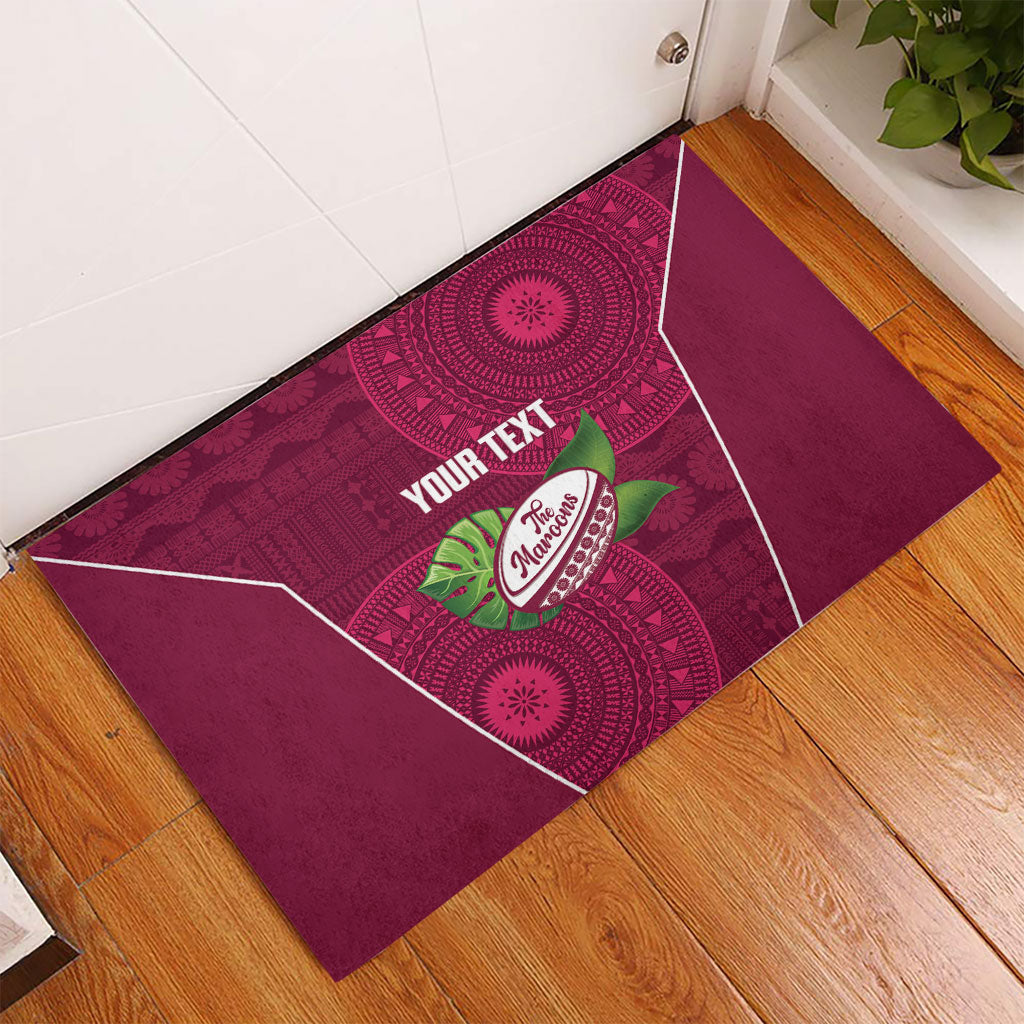 Lautoka Fiji 2026 Rugby Custom Rubber Doormat Go Maroons Fijian Tapa Pattern LT14 - Polynesian Pride