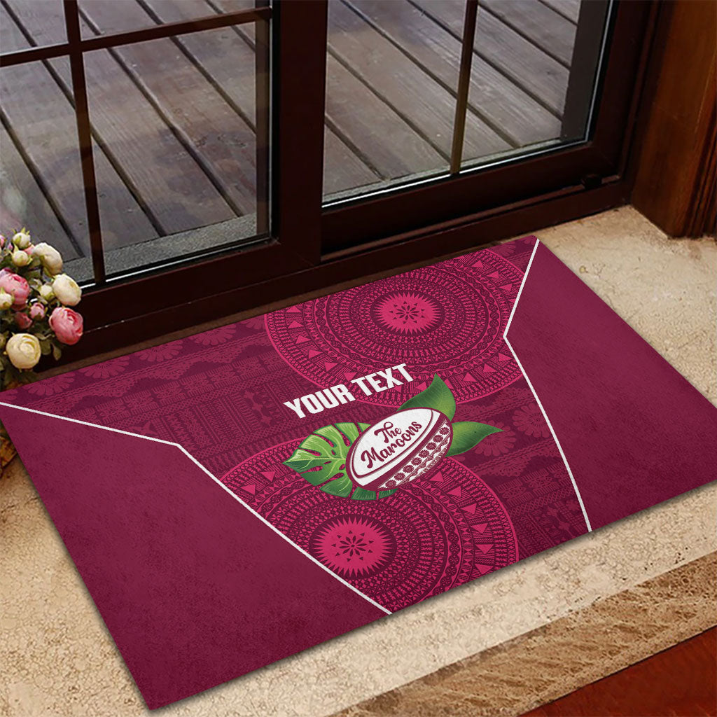 Lautoka Fiji 2026 Rugby Custom Rubber Doormat Go Maroons Fijian Tapa Pattern LT14 - Polynesian Pride