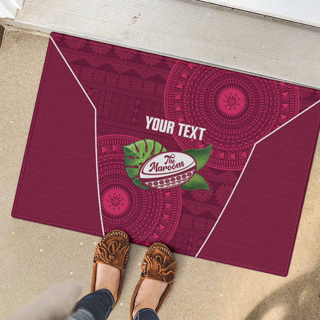 Lautoka Fiji 2026 Rugby Custom Rubber Doormat Go Maroons Fijian Tapa Pattern LT14 - Polynesian Pride