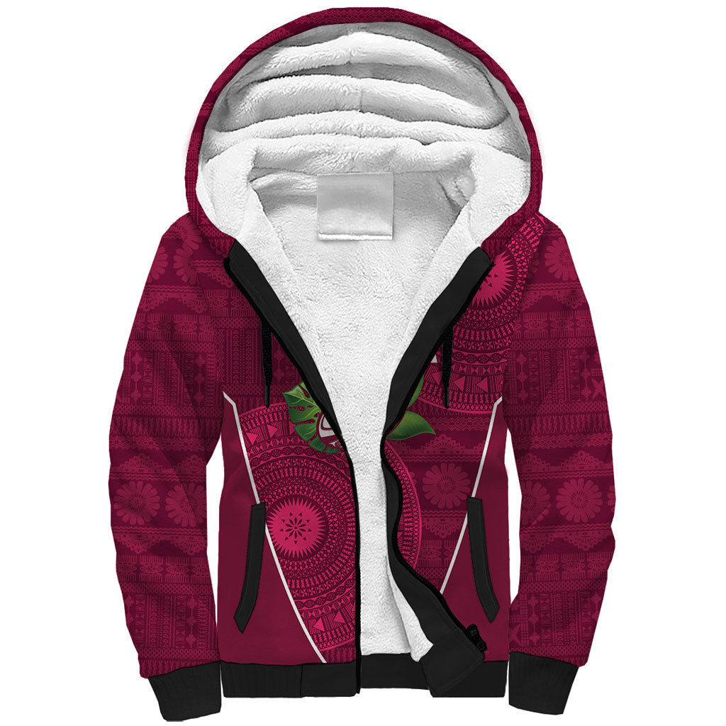 Lautoka Fiji 2026 Rugby Custom Sherpa Hoodie Go Maroons Fijian Tapa Pattern LT14 Unisex Maroon - Polynesian Pride