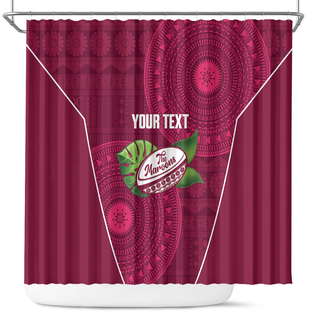 Lautoka Fiji 2026 Rugby Custom Shower Curtain Go Maroons Fijian Tapa Pattern LT14 Maroon - Polynesian Pride