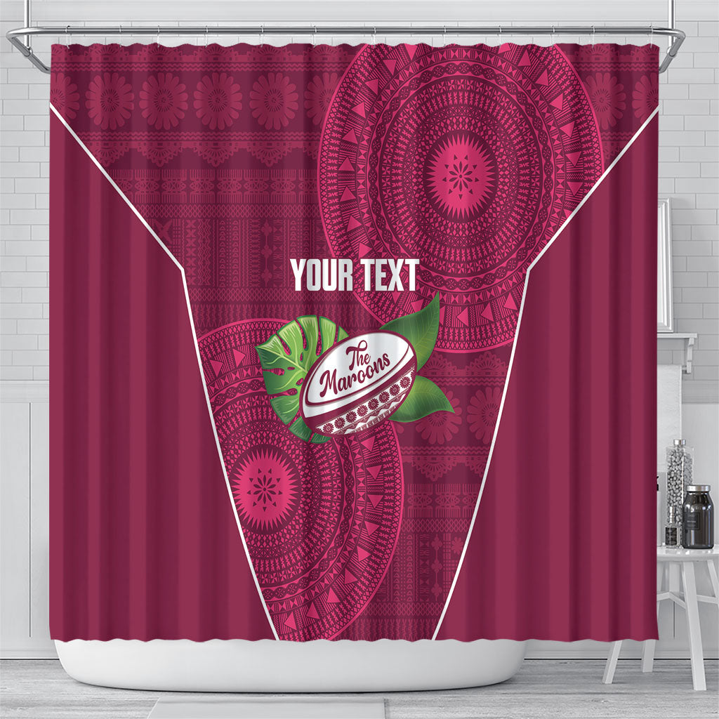 Lautoka Fiji 2026 Rugby Custom Shower Curtain Go Maroons Fijian Tapa Pattern LT14 - Polynesian Pride
