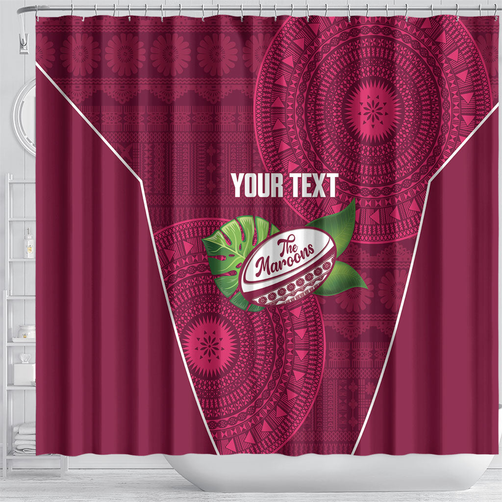 Lautoka Fiji 2026 Rugby Custom Shower Curtain Go Maroons Fijian Tapa Pattern LT14 - Polynesian Pride