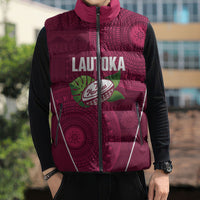 Lautoka Fiji 2026 Rugby Custom Sleeveless Puffer Jacket Go Maroons Fijian Tapa Pattern LT14 - Polynesian Pride