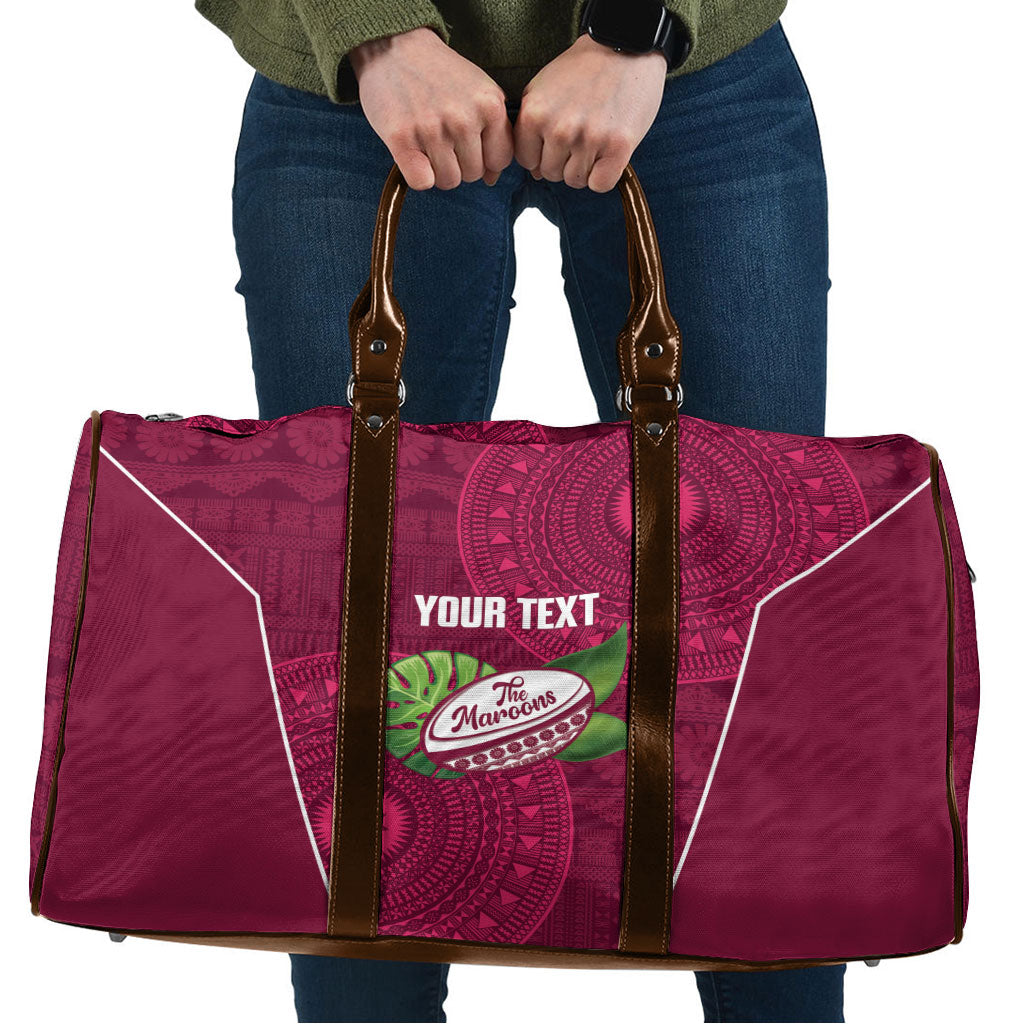 Lautoka Fiji 2026 Rugby Custom Travel Bag Go Maroons Fijian Tapa Pattern LT14 Maroon - Polynesian Pride