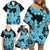 Blue Hawaii Family Matching Off Shoulder Short Dress and Hawaiian Shirt Tapa Cloth Mix Tropical Flowers Pastel Vibes LT14 - Polynesian Pride