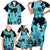 Blue Hawaii Family Matching Short Sleeve Bodycon Dress and Hawaiian Shirt Tapa Cloth Mix Tropical Flowers Pastel Vibes LT14 - Polynesian Pride