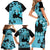 Blue Hawaii Family Matching Short Sleeve Bodycon Dress and Hawaiian Shirt Tapa Cloth Mix Tropical Flowers Pastel Vibes LT14 - Polynesian Pride