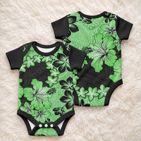 Green Hawaii Baby Onesie Tapa Cloth Mix Tropical Flowers Pastel Vibes LT14 - Polynesian Pride